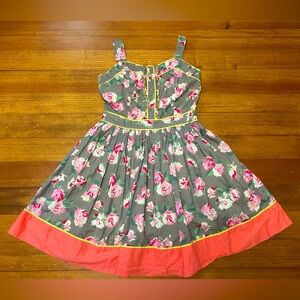 Johnnie B Charming Floral Dress in Pink and Green Size 11-12 Years